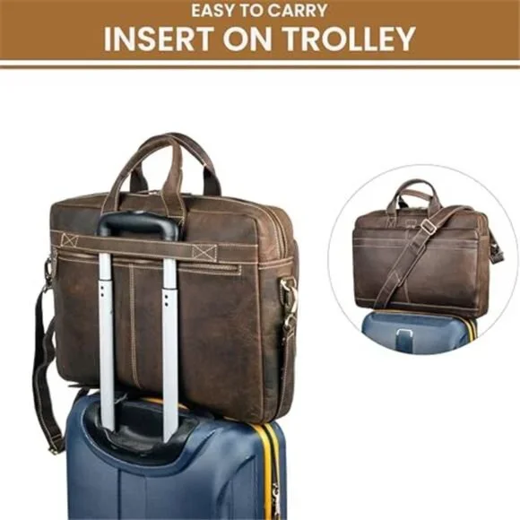 Genuine Leather Messenger Bag for Men – Handcrafted Vintage Laptop Briefcase